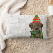 犬好きクリスマスチョコレートラボ ランバークッション (ブランケット)