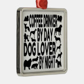 犬好きコーヒードリンカー メタルオーナメント (右)