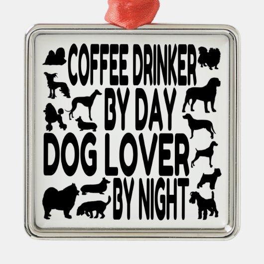 犬好きコーヒードリンカー メタルオーナメント (正面)