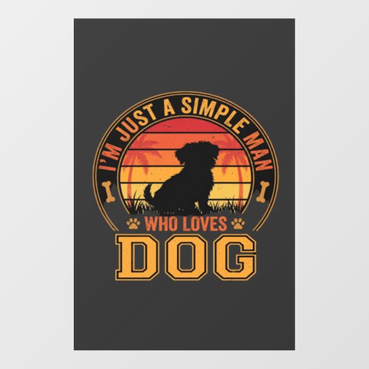 犬好きシンプルマン・レトロな夕焼け ウィンドウサイン (シート)