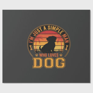 犬好きシンプルマン・レトロな夕焼け ラッピングペーパー