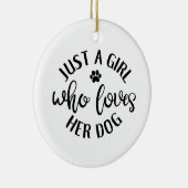 犬好きデザイン自分の犬を愛する女の子 セラミックオーナメント (右)