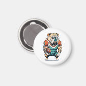 犬好きバスケットボール選手 マグネット (正面/裏面)