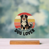 犬好きビンテージ彫刻 かわいい犬の夕焼けデザイン アクリルサイン (ニュートラル)