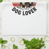 犬好きビンテージ彫刻 かわいい犬の夕焼けデザイン キッチンタオル (折り畳み)