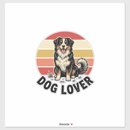 犬好きビンテージ彫刻 かわいい犬の夕焼けデザイン シール (シート)