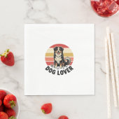 犬好きビンテージ彫刻 かわいい犬の夕焼けデザイン スタンダードランチョンナプキン (インサイチュ)