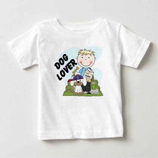 犬好きブロンドボーイTシャツとギフト ベビーTシャツ (正面)