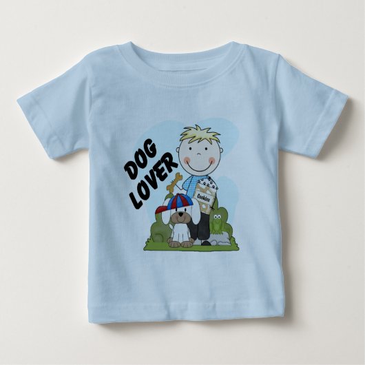 犬好きブロンドボーイTシャツとギフト ベビーTシャツ (正面)