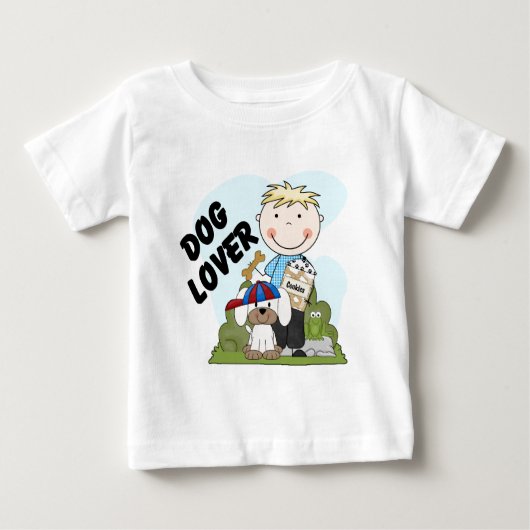 犬好きブロンドボーイTシャツとギフト ベビーTシャツ (正面)