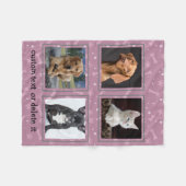 犬好きペットパーソナライズされた4フカスタムォトコラージュ フリースブランケット (正面(横))