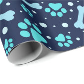 犬好きラッピング紙 – 青い前足と骨 ラッピングペーパー (ロールコーナー)