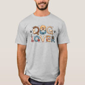 犬好きワードアート ユニセックス Tシャツ (正面)