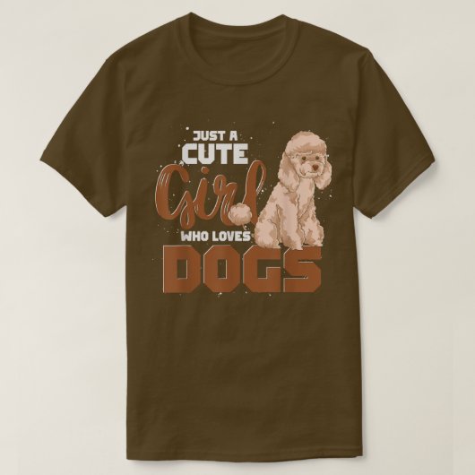 犬好き女性は犬を愛するかわいい女の子  Tシャツ (デザイン正面)