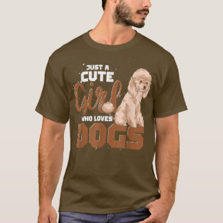 犬好き女性は犬を愛するかわいい女の子  Tシャツ
