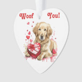犬好き用ハートボックス付き可愛いゴールデンレトリバー オーナメント (正面)