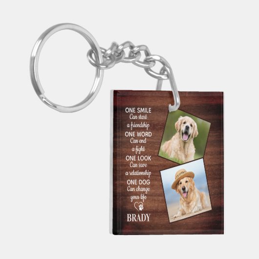 犬好き素朴引用文キープサケペットドッグの写真 キーホルダー (正面左)