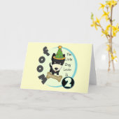 犬好き2回目の誕生日Tシャツとギフト カード (黄色い花)