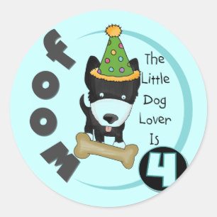 犬好き4th誕生日Tシャツとギフト ラウンドシール