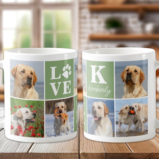 犬好き7 Photo Collage パーソナライズされた Monogram コーヒーマグカップ