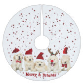 犬好き、かわいい子犬たち、クリスマス・ゴールデン・ラボ。 ブラッシュドポリエステルツリースカート (正面)