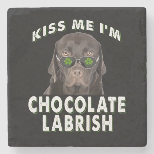 犬好き |キスI'm Chocolate Labrish ストーンコースター (正面)