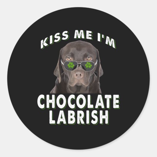 犬好き |キスI'm Chocolate Labrish ラウンドシール (正面)