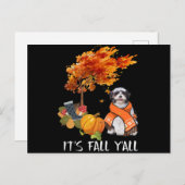 犬好き |シーズー(犬)Tzuは秋Yall 案内ポストカード (正面/裏面)
