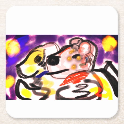 犬好き スクエアペーパーコースター (正面)