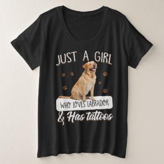 犬好き |タトゥーが大好きな女の子だけラブラドール プラスサイズTシャツ