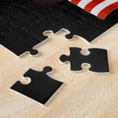 犬好き |チョコレートラブラドールアメリカ国旗 ジグソーパズル (側面)