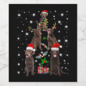 犬好き |チョコレートラブラドールクリスマスツリー ワインラベル (シングルラベル)