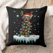 犬好き |チョコレートラブラドールクリスマスライト クッション (ブランケット)