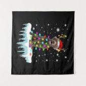 犬好き |チョコレートラブラドールクリスマスライト タペストリー (正面(横))