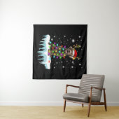 犬好き |チョコレートラブラドールクリスマスライト タペストリー (インサイチュ(横))