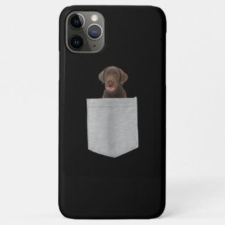 犬好き |チョコレートラブラドールパピーinポケット iPhone 11 pro maxケース