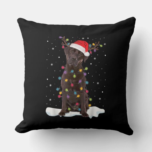 犬好き |チョコレートラブラドールレトリエーブクリスマス クッション (正面)