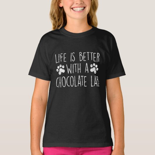 犬好き |チョコレートラブラドール Tシャツ (正面)