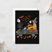 犬好き |ハロウィーンラブラドールトラックトリックまたはトリート カード (正面/裏面インサイチュ)