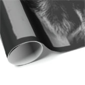 犬好き |ブラックラブラドールアメリカ国旗の細線 ラッピングペーパー (ロールコーナー)