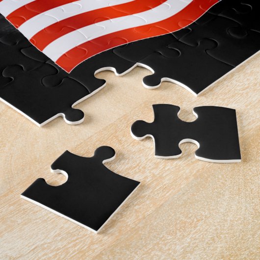 犬好き |ブラックラブラドールアメリカ国旗 ジグソーパズル (側面)