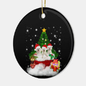 犬好き |マルチーズの子犬はクリスマスのプレゼント セラミックオーナメント (左)