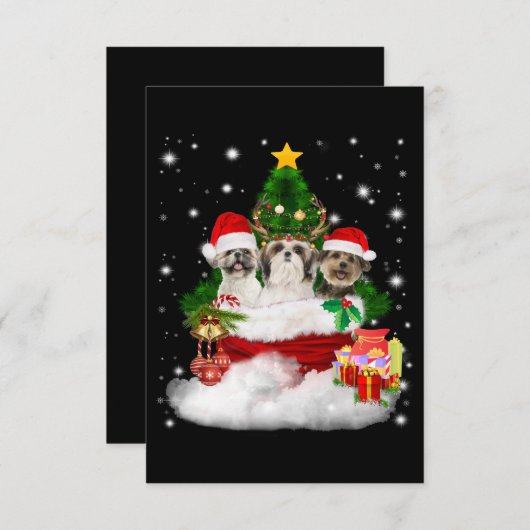 犬好き |メリークリスマス美しいシーズー（犬）Tzu サンキューカード (正面/裏面)