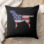 犬好き |ラブラドールリトリエバーシルエットUSAフラグ クッション (ブランケット)
