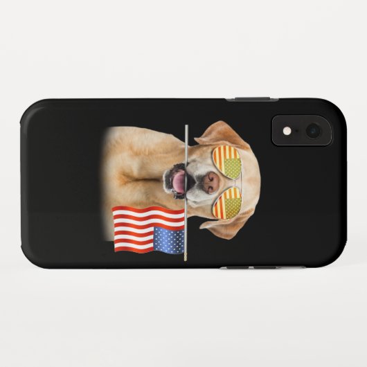 犬好き |ラブラドールリトリバーUSA国旗 Case-Mate iPhoneケース (裏面(横))