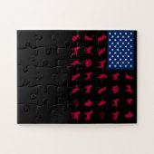 犬好き |ラブラドールレトリバーUSA米国国旗 ジグソーパズル (横)
