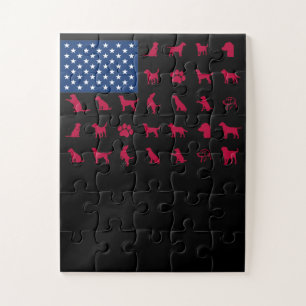 犬好き ラブラドールレトリバーUSA米国国旗 ジグソーパズル