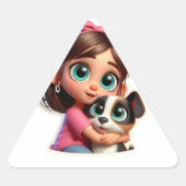 犬好き 三角形シール (正面)