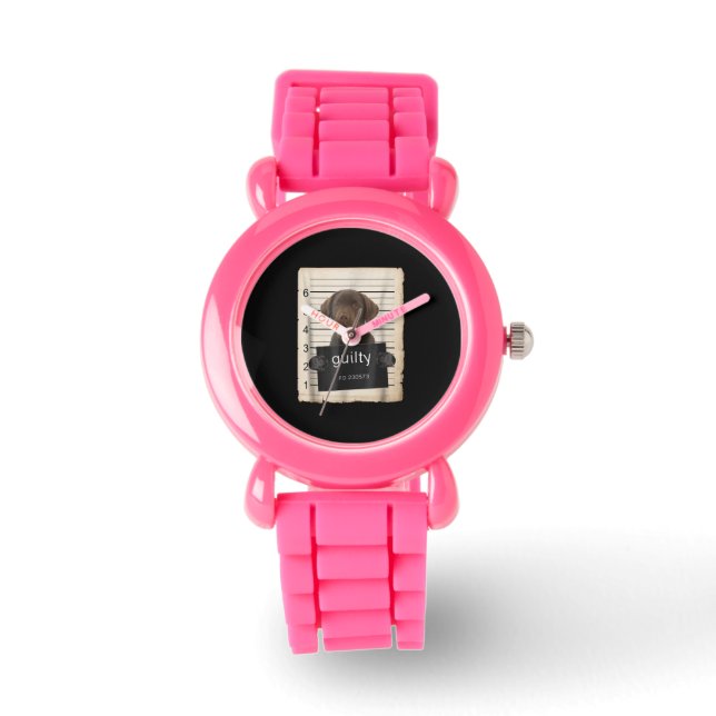 犬好き |有罪チョコレートラブラドール悪犬 腕時計 (正面)