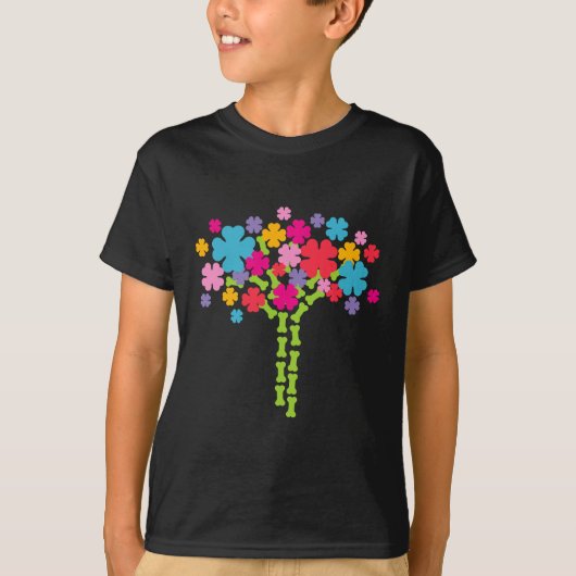 犬好き – 花Tシャツ Tシャツ (正面)